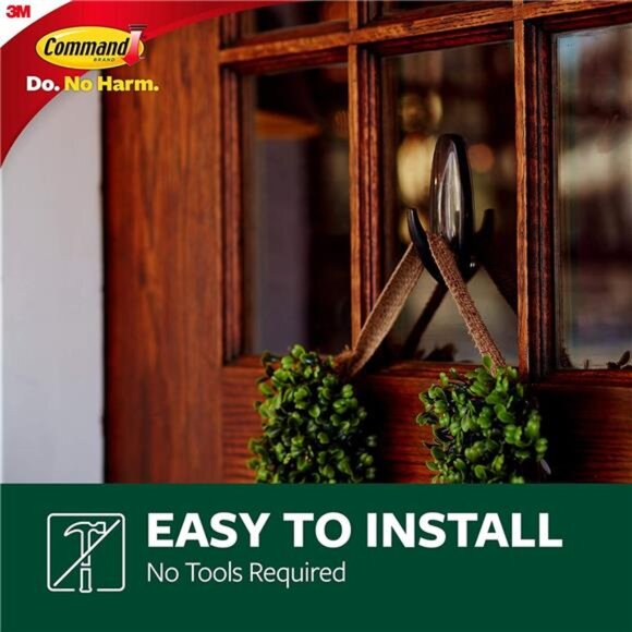 Outdoor Large Bronze Hooks, Holds up to 5 lb, 3 Hooks and 4 Command Strips - Picture 4 of 7